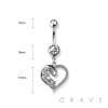 316L SURGICAL STEEL HEART DANGLE NAVEL RING